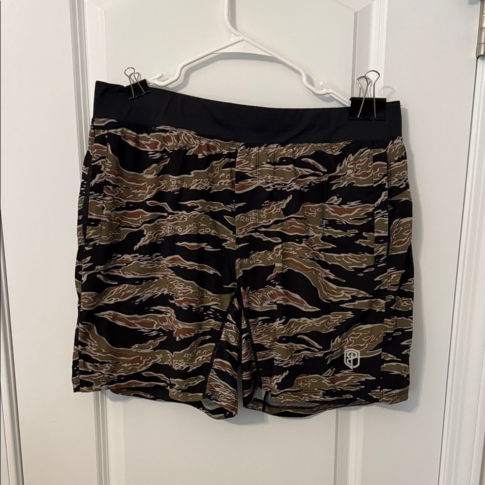 Born Primitive Men's Athletic Shorts - Black and Brown Camo